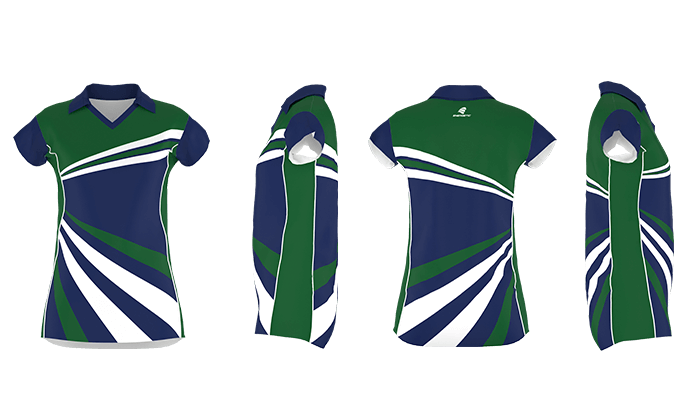 Green and navy Polo tees