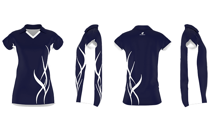 Navy and white polo tee