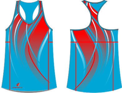 Sky and Red colour Sublimated Athletic Singlet