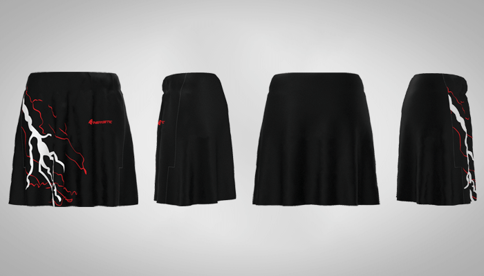 Black and red hyper netball skorts