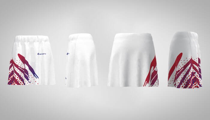 White red purple hyper netball skorts